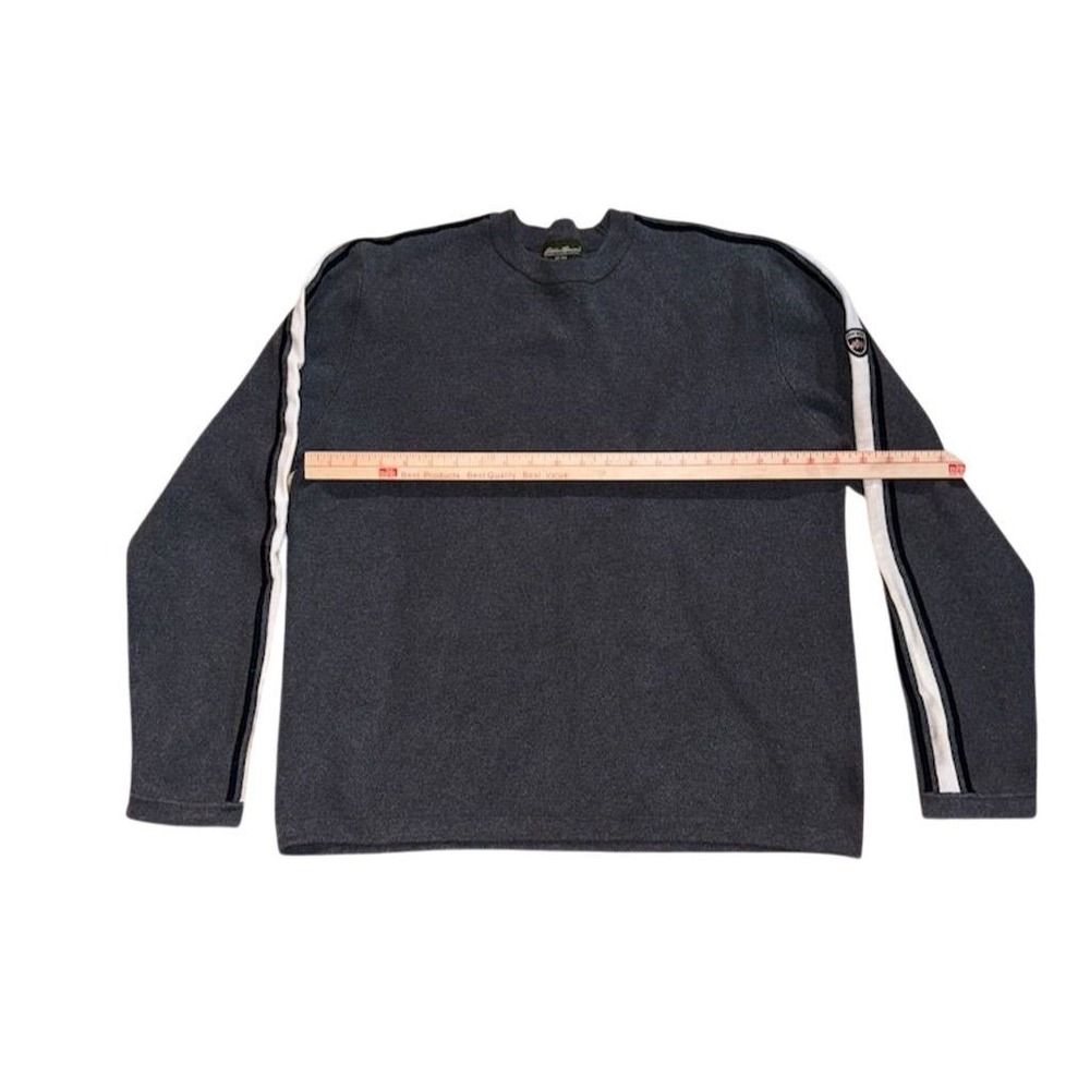 Eddie Bauer Men's Gray Striped Crew Neck Pullover cotton Sweater‎ L grandpacore - Picture 7 of 8